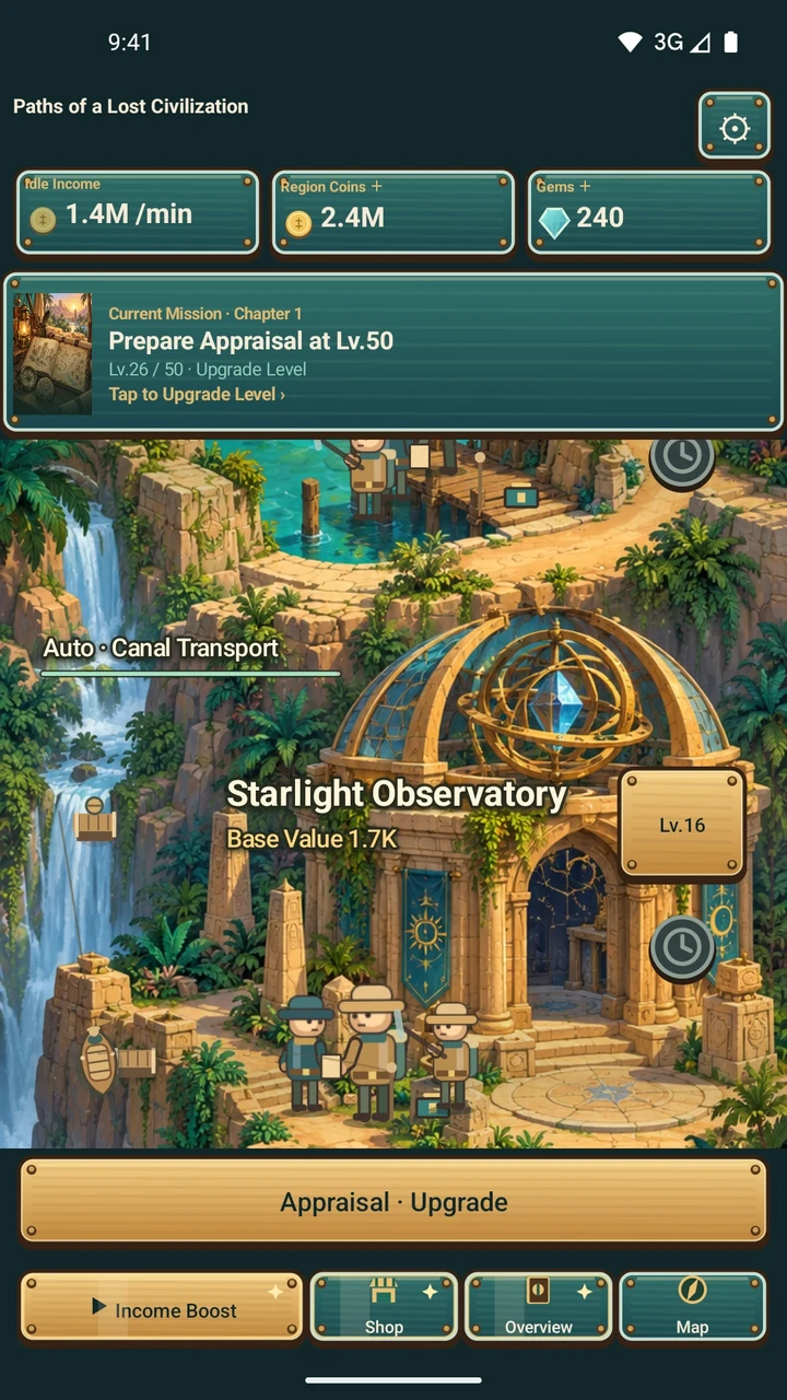 Game screen with deeper exploration routes and their team levels